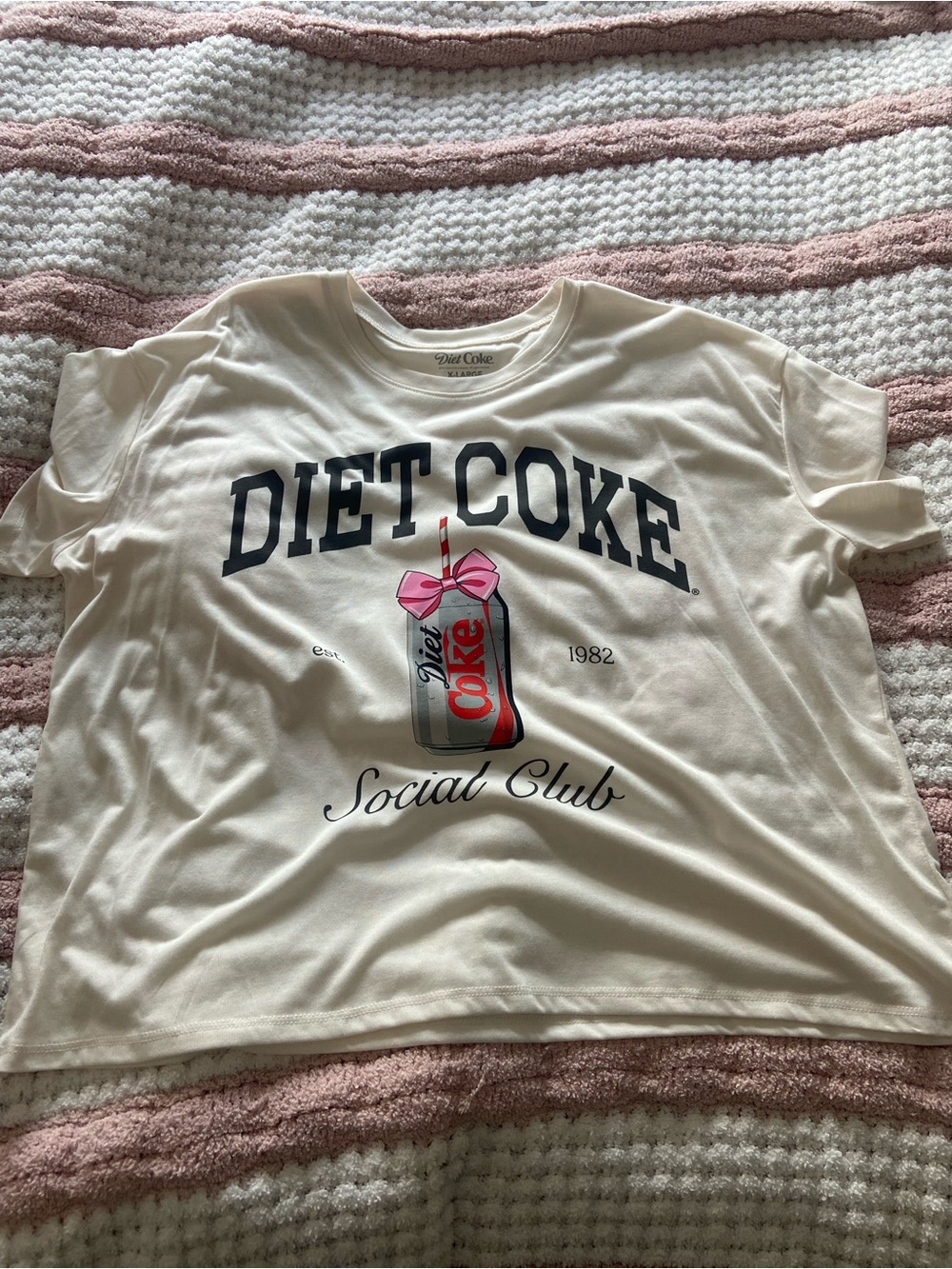 Cream Graphic Crop Tee with Pink Accent